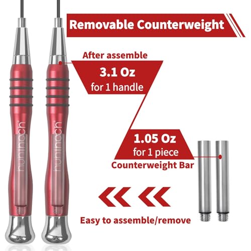 Speed Weighted Jump Rope with Secure Lock Mechanism, 360° Smooth Swivel, Non-Slip Matte Textured Handles, Features 2 Performance Cords for Effective Fitness Workouts