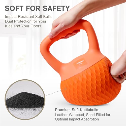 YIGUO Soft Kettlebell, Kettlebells Cushioned Impact-Resistant Base and Anti-Slip Grip, Strength Training Kettle Bell for Women and Men, Home Workout - color: Orange