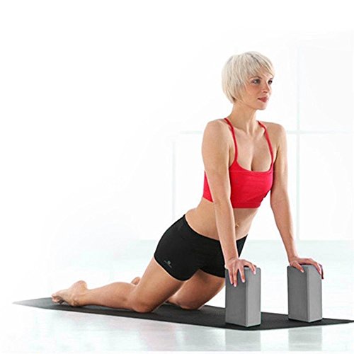 Yoga Blocks Black 2 Pack Supportive Latex-Free EVA Foam Yoga Blocks Set,9×6×3 Inches Non-Slip Surface Lightweight High Density Yoga Block for Exercise Meditation Pilates Stretching - color: Grey