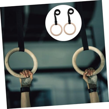 Abaodam Wooden Gymnastics Rings with Adjustable Straps Indoor Fitness Gear for Bodyweight Training Strength Building and Flexibility Enhancement Versatile Gym Equipment for Home Workouts