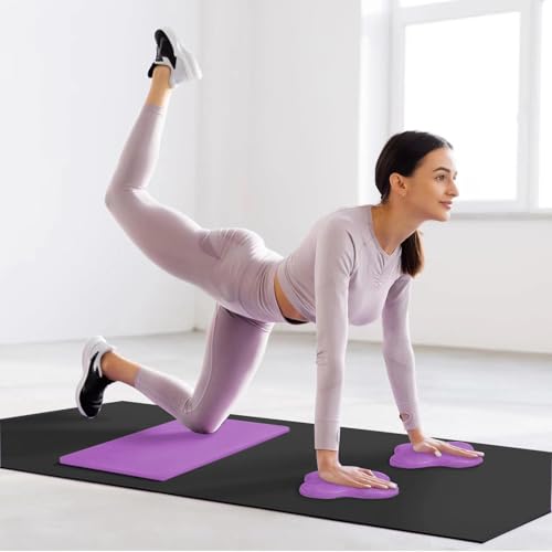 Yoga Knee Support Pad for Women Pilates Kneeling Cushion | Elbows Wrist Hands Head Foam Extra Thick Men Exercise Knees Pads Set of 6 Pieces - color: Purple