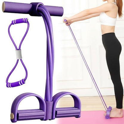 Pedal Resistance Bands with Handles,6 Tube Pedal Ankle Puller,Multifunction Fitness Bands with Figure 8 Resistance Band for Strength Training,Waist,Arm, Leg Slimming, Home Gym Exercise Equipment