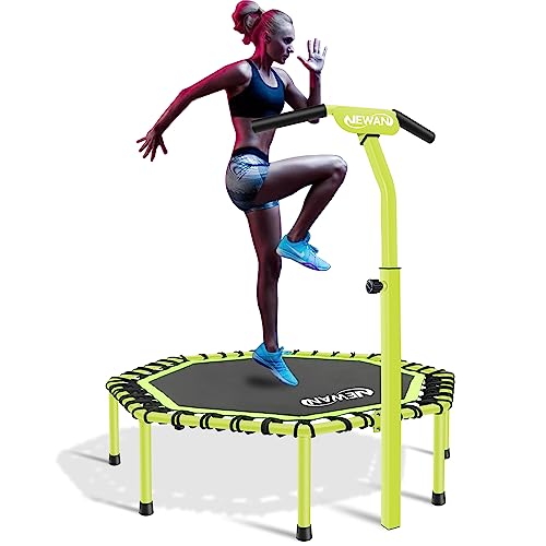 Newan 48" Fitness Trampoline with Adjustable Handle Bar, Silent Trampoline Bungee Rebounder Jumping Cardio Trainer Workout for Adults - Max Limit 330 lbs