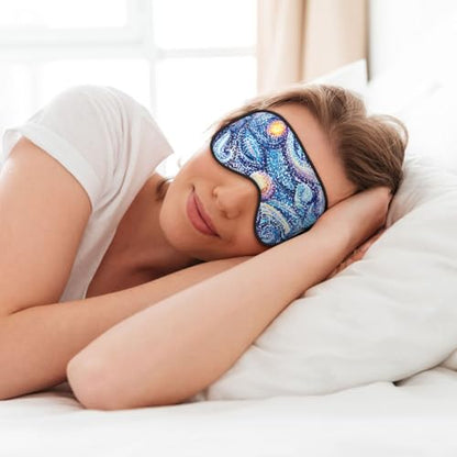 Abstract Blue Night Sky Sleep Mask Eye Mask with Adjustable Strap Eye Sleep Shade Cover Blocks Light for Women Men Airplane Travel Nap - color: Abstract Blue Night Sky