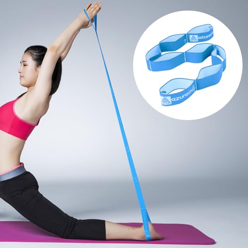 Elastic Yoga Stretching Strap, Multi-Loop Stretch Strap for Physical Therapy, Pilates, Yoga, Dance & Gymnastics Exercise and Flexible Pilates Stretch Band - color: Elastic-Blue