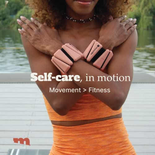 Movido Wrist and Ankle Weights | 1 lb each (2 per set) | Adjustable Workout Weights for Women and Men | Perfect for Yoga, Walking, Pilates, Hiking, Aerobics, Movement - color: Blush