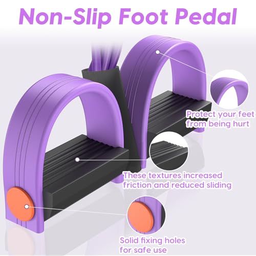 Pedal Resistance Band with Handle, 6-Tube Elastic Foot Pedal Resistance Band, Natural Rubber Ankle Puller Sit-up Exercise, Multifunction Fitness Band for Abdomen, Waist, Arm, Leg Stretching Training