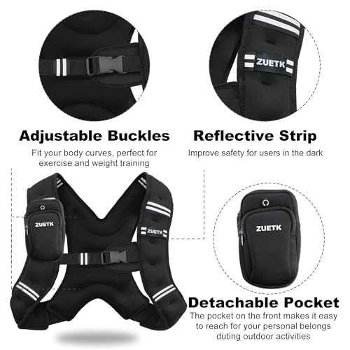 Weighted Vest, 6lb/8lb/12lb/16lb/20lb/25lb/30lb Weight Vest with Reflective Stripe, Weighted Vest for Men Women Workout Equipment for Strength Training, Running, Jogging, Fitness, Weight Loss