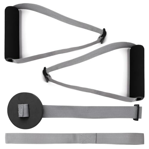 Resistance Band Handles & Accessories Kit for Elastic Bands & Tubes, Modern Silver and Black Nylon Exercise Strap Accessories