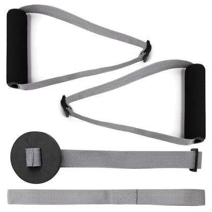 Resistance Band Handles & Accessories Kit for Elastic Bands & Tubes, Modern Silver and Black Nylon Exercise Strap Accessories