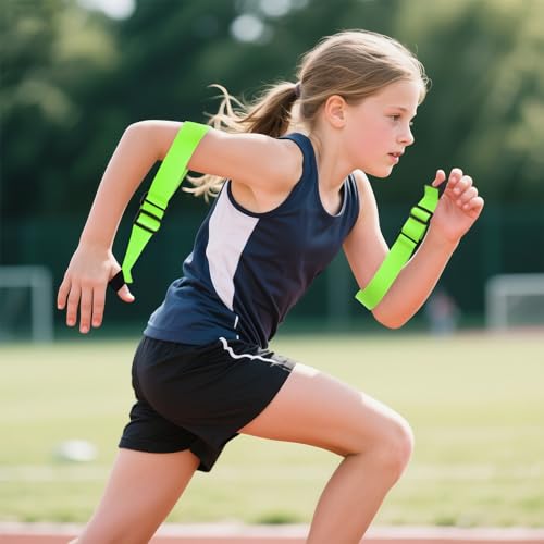 Arm Swing Trainer for Youth, Adjustable Nylon Running Arms position for 90 Degrees - color: Green