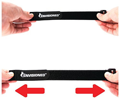 Elastic Reusable Cinch Straps 1.5" x 12" - 6 Pack Multipurpose Quality Hook and Loop Securing Straps