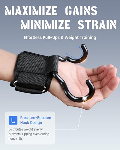 Upgrade Weight Lifting Hooks, Gym Heavy Duty Power Lifting Straps for Men & Women Deadlifts, Pull Up, Powerlifting, Shrugs
