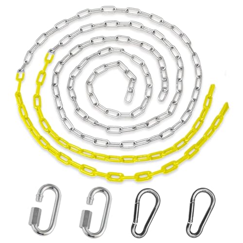 ABUSA 2Pcs 66" Swing Chains with 4Pcs Quick Connection Hooks, Heavy Duty Swing Hanging Chain Kit for Indoor Outdoor Playground Equipment,Swing Set,Boxing Bag and More, 1000 lb Capacity（SC006）