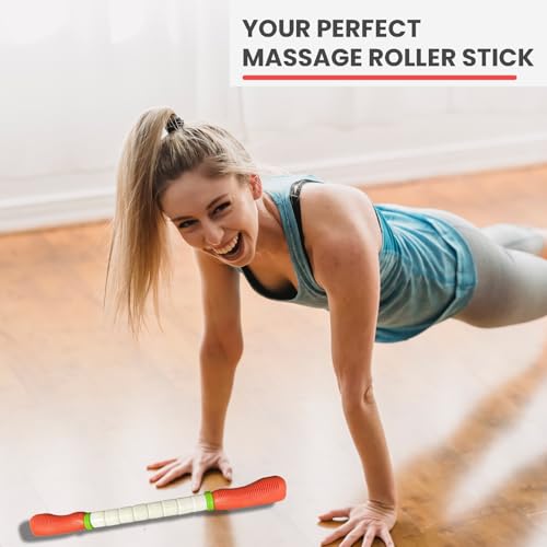 Muscle Roller Stick Massage Roller for Lymphatic Drainage, Cellulite Massager, Leg Massager for Circulation and Pain Relief, Deep Tissue & Trigger Point Massage - color: Red