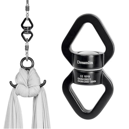 Aerial Silks Hardware Kit 30 KN Swing Swivel Aerial Yoga Hammock Rigging Aluminum Swivel Aerial Hoop Lyra Rotational Device Hanging Accessory - color: Black set 4