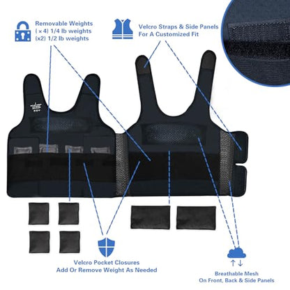 Vest for Kids Including 6 Removable Weights (Green, Large)