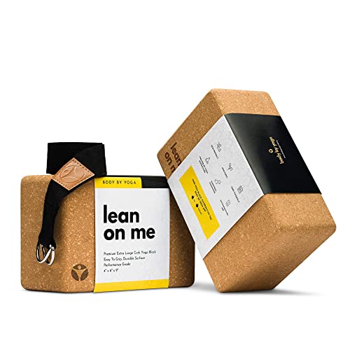Cork Yoga Blocks 2 Pack – High Density Non Slip with Select Cork Grain for Chip-Resistant Durability | Extra Thick 4” for Support & Stability | Natural, Smooth, and Crumble Free | Body By Yoga