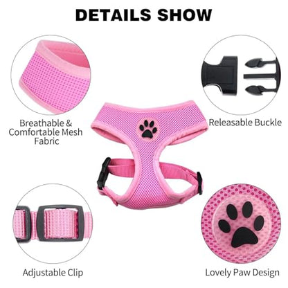 BINGPET Small Dog Harness, No Pull Step-in Puppy Pet Vest, Pink - color: Pink, size: S (NECK: 12", CHEST: 14"-18")
