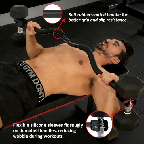 Dumbbell Barbell Converter Bar, Adjustable Dumbbell Bar for Home Gym, Compatible with Most Dumbbells, All-Metal Dumbell to Barbell Converter for Weight Lifting and Strength Training