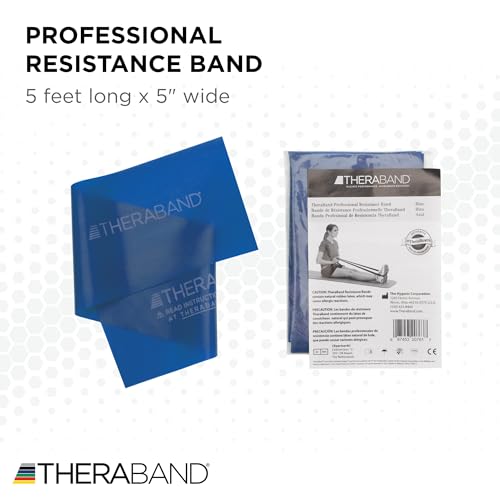 THERABAND Professional Resistance Band, Blue Level 4 Extra Heavy, 5 ft Exercise Band for Physical Therapy, Strength Training, Upper and Lower Body Workouts, Yoga and Pilates