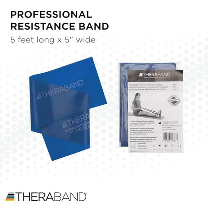 THERABAND Professional Resistance Band, Blue Level 4 Extra Heavy, 5 ft Exercise Band for Physical Therapy, Strength Training, Upper and Lower Body Workouts, Yoga and Pilates