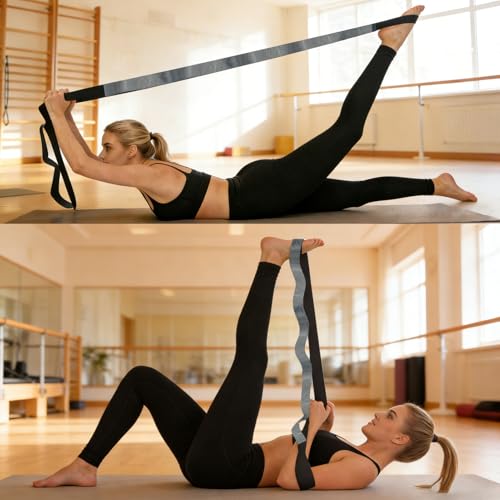 Stretching Strap with 12 Loops, Non-Elastic Physical Therapy with Carry Bag | Premium non elastic yoga straps for injury recovery, rehab flexibility training, hamstring stretch & physical therapy