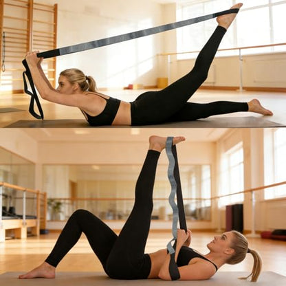 Stretching Strap with 12 Loops, Non-Elastic Physical Therapy with Carry Bag | Premium non elastic yoga straps for injury recovery, rehab flexibility training, hamstring stretch & physical therapy