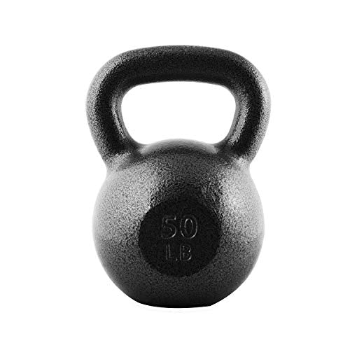 WF Athletic Supply Hammerstone Painted Cast Iron Kettlebells, Home & Gym Equipment, Great for Strength Training, Full Body Workout & Crossfit Training, Color & Size Options Available in 10-80 Pounds - color: i. 50lb - Black