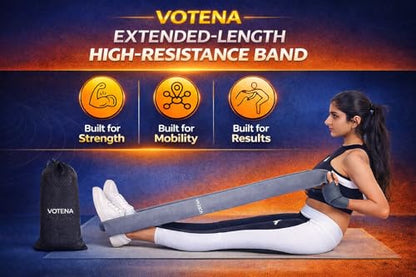 76 Inch Extended Length Resistance Bands - Heavy Duty Elastic Fabric & Natural Rubber Long Workout Loop for Pull Up Assist, Vertical Jump Training, Mobility & Full Body Fitness