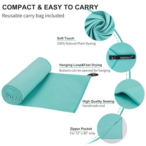 Rainleaf Microfiber Towel Perfect Travel & Gym & Camping Towel. Quick Dry - Super Absorbent - Ultra Compact - Lightweight. Suitable for Trip, Beach, Shower, Backpacking, Pool