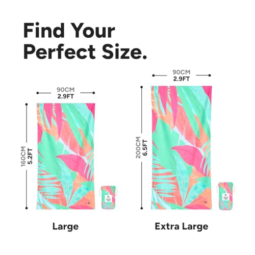 Dock & Bay Beach Towel - Quick Dry, Sand Free - Compact, Lightweight - 100% Recycled - Includes Bag - Hot Tropics - Extra Large (200x90cm, 78x35) - color: Hot Tropics, size: Extra Large (200x90cm, 78x35")