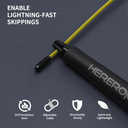 Speed Jump Rope with Dual Bearing System, 2 Cables, Adjustable Length for Boxing, CrossFit, HIIT, Strength Training, Fitness Workouts