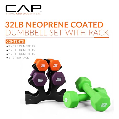 CAP Barbell Neoprene Dumbbell Weights Pairs & Sets | Color Series - style: 32 lb Set