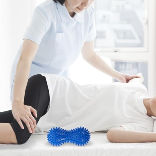VILLCASE 2-Pack Peanut Massage Ball Roller 5.7"x2.4" PVC Spiky – Deep-Tissue Foot & Back Relief, Plantar Fasciitis Therapy, Yoga, Travel & Office