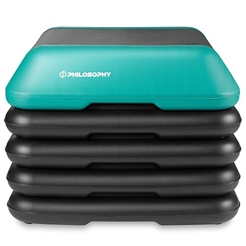 Philosophy Gym Aerobic Exercise Adjustable High Step Platform, with 4 Risers Included - color: Green