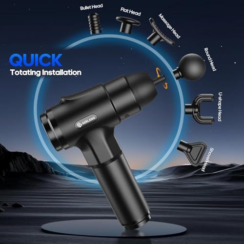AERLANG Muscle Massage Gun, Back Massager Deep Tissue Gun for Athletes to Relief Pain and Relax with 20 Adjustable High Intensity Speeds 6 Heads, Body Carrying Case
