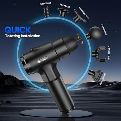 AERLANG Muscle Massage Gun, Back Massager Deep Tissue Gun for Athletes to Relief Pain and Relax with 20 Adjustable High Intensity Speeds 6 Heads, Body Carrying Case