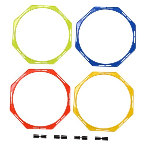 Levemolo Professional Football Training Rings 4pcs Set Octagonal Agility Circles 36cm Multi-Color Speed and Footwork Training Equipment for Soccer and Basketball Athletes