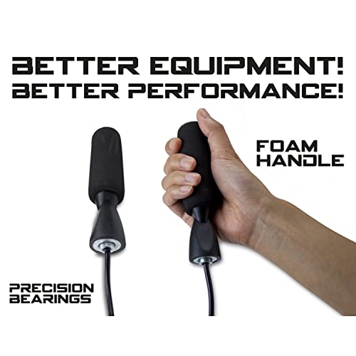 Crown Sporting Goods Deluxe Speed Jump Rope with Precision Bearings and Foam Handles
