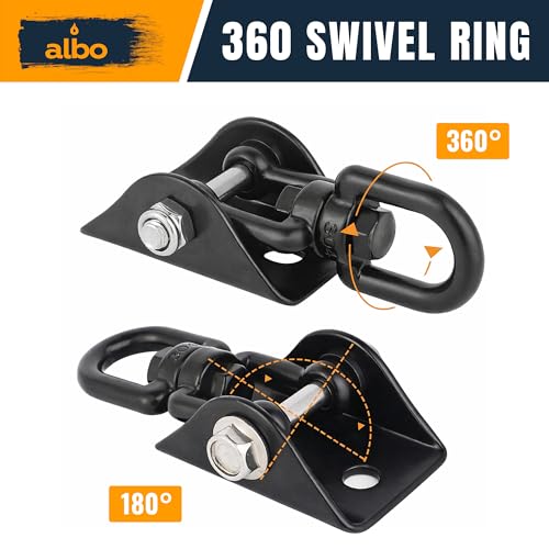 Albo 2650 LBS Ceiling Mount Swing Hanger Hook for Hammock Chair & Porch Swing, 360° Rotating Heavy Duty Bracket with Safety Carabiner, Punching Bag, Yoga Swing, TRX Strap, Garage Gym