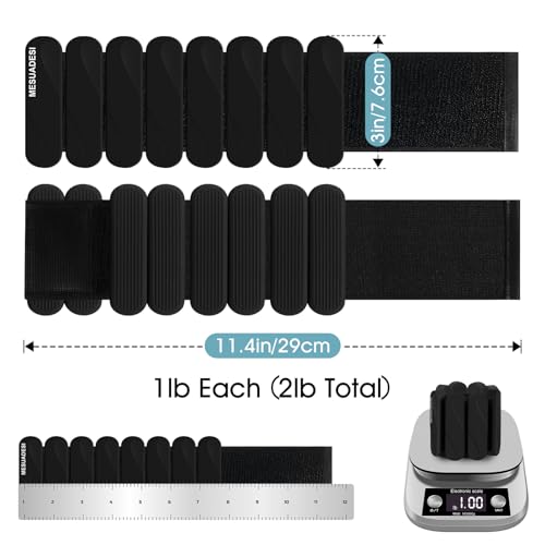 Wrist Weights – Ankle Wrist Weights for Women & Men – Adjustable Weighted Bangles Set (1 lb Each) | Arm and Leg Weights for Yoga, Pilates, Running & Walking - color: Black