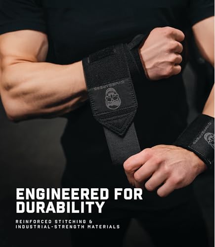 Gymreapers Weightlifting Wrist Wraps (IPF Approved) Professional Quality Wrist Support with Heavy Duty Thumb Loop - Best Wrap for Powerlifting Competition, Strength Training, Bodybuilding - color: Black/Black