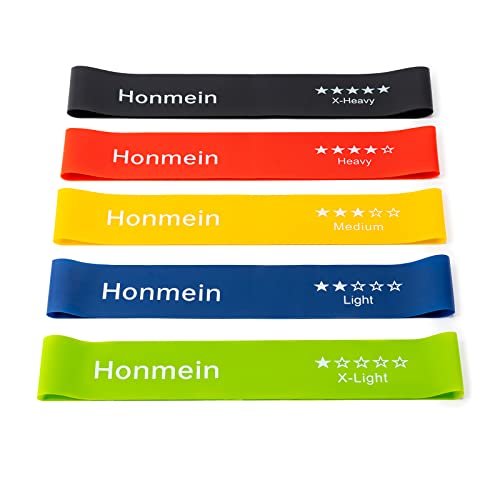Honmein Resistance Bands for Working Out, Exercise Bands with 5 Resistance Levels Fit for Home Fitness, Strength Training, Natural Latex Resistance Band Include Instruction Guide and Carry Bag - color: Multicolor