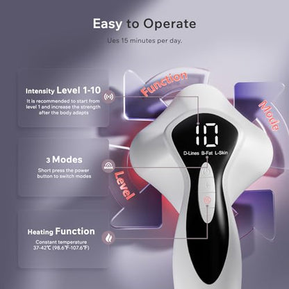 Body Sculpting Machine - Cellulite Massager Tool with Heating Skin Tightening for Home Use, Cellulite Remover for Belly, Legs, Belly, Arms, Buttocks, Wireless & Lightweight