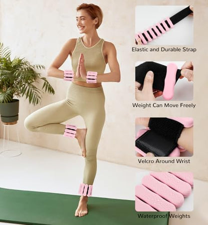 Ankle Weights Wrist Weight for Women Men, Set of 2, 1 lb/2 lb Each - color: Pink, size: 2lb each weight (4lbs Pair)