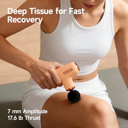 Super Mini Massage Gun Deep Tissue, Portable Percussion Muscle Massager with 4 Heads, Handheld Massage Gun for Back Neck Shoulder Relief, FSA Eligible, Quiet for Men Women Athletes, Cream - color: Cream