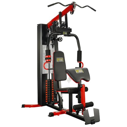 Fitvids Home Gym Equipment, Multifunctional Full Body Workout Weight Machine Station with Weight Stack, All in One Exercise Equipment with Pulley System & Seated Rowing for Home Gym Strength Training