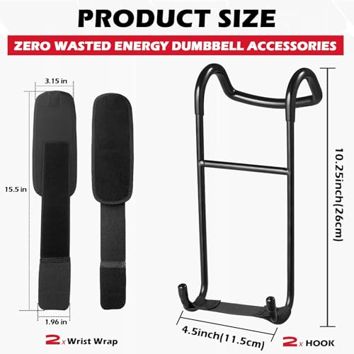 Upgraded 2-Pack Dumbbell Spotter Hooks, 250 lbs Load Capacity Heavy Duty Dumbbell Hooks for Bench Press, Chest & Shoulder Workouts with Wrist Straps