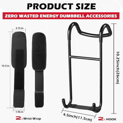 Upgraded 2-Pack Dumbbell Spotter Hooks, 250 lbs Load Capacity Heavy Duty Dumbbell Hooks for Bench Press, Chest & Shoulder Workouts with Wrist Straps